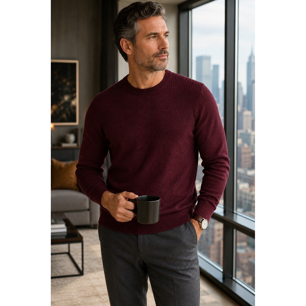 Brax Feel Good Rick Wool Blend Crewneck Sweater Burgundy NWT‎ Red Mens XL